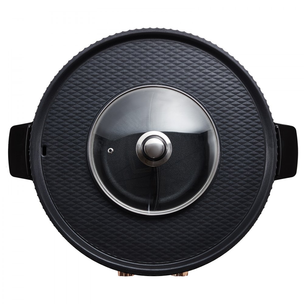 VEVOR Olla Caliente con Parrilla Eléctrica sin Humo 2 en 1 de 1800 W, con Control de Temperatura Dual Independiente, Sartén Antiadherente, para Cenas Familiares de 2 a 8 Personas, 415 x 160 mm