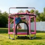VEVOR Trampolín Infantil Cama Elástica para Niños Redondo 142x160 cm Rosa, Carga de 60kg, Con Red de Seguridad, Barra de Gimnasia, Marco de Tubos Galvanizados, Lona de Salto de PP, Patas con Ventosas