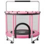 VEVOR Trampolín Infantil Cama Elástica para Niños Redondo 142x160 cm Rosa, Carga de 60kg, Con Red de Seguridad, Barra de Gimnasia, Marco de Tubos Galvanizados, Lona de Salto de PP, Patas con Ventosas