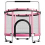 VEVOR Trampolín Infantil Cama Elástica para Niños Redondo 142x160 cm Rosa, Carga de 60kg, Con Red de Seguridad, Barra de Gimnasia, Marco de Tubos Galvanizados, Lona de Salto de PP, Patas con Ventosas