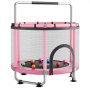 VEVOR Trampolín Infantil Cama Elástica para Niños Redondo 142x160 cm Rosa, Carga de 60kg, Con Red de Seguridad, Barra de Gimnasia, Marco de Tubos Galvanizados, Lona de Salto de PP, Patas con Ventosas