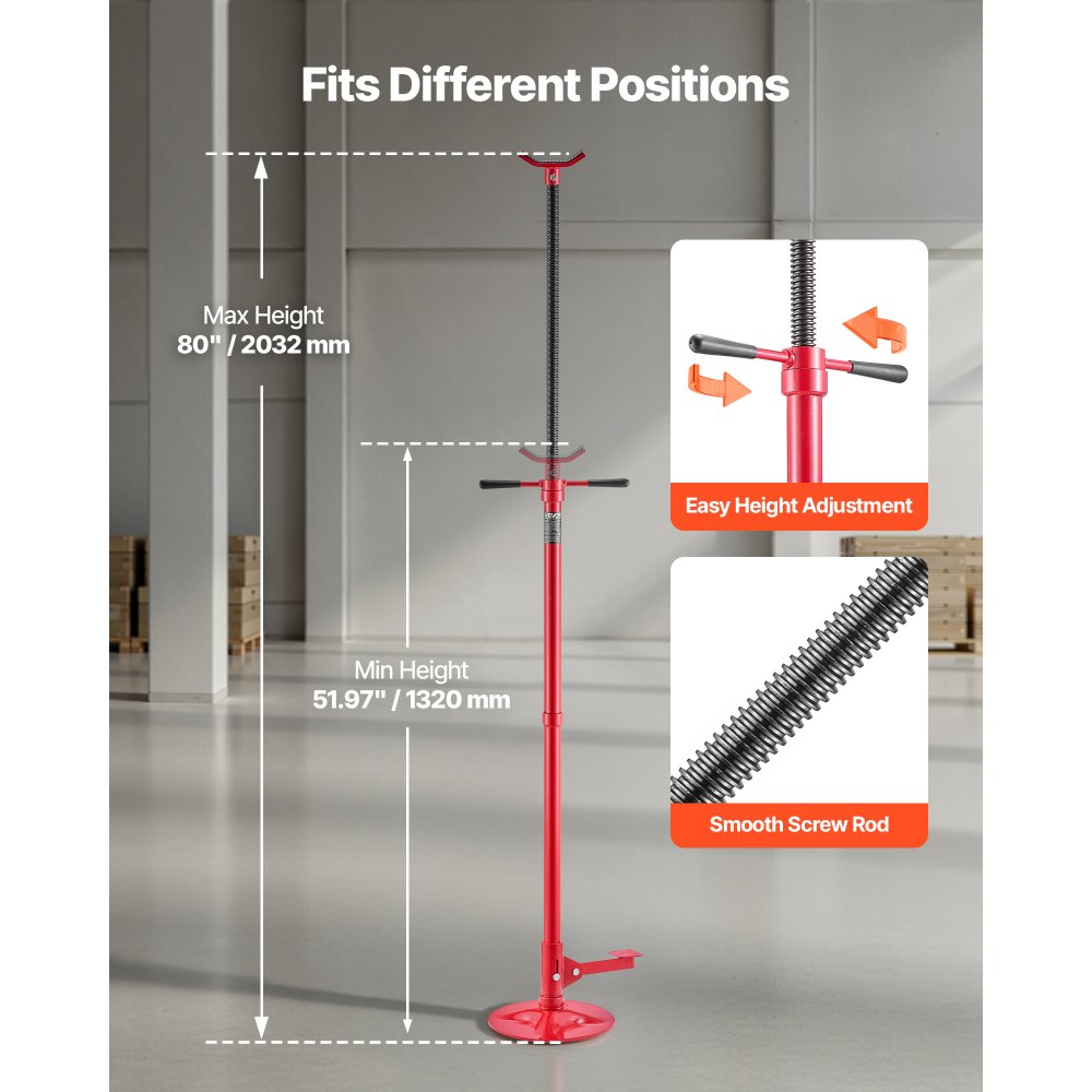 VEVOR Soporte de Elevación Inferior Capacidad de 750 kg, Soporte para Debajo del Polipasto Elevación de 132-203,2 cm, Manija Giratoria Montado en Cojinete, con Pedal, para Tareas de Reparación