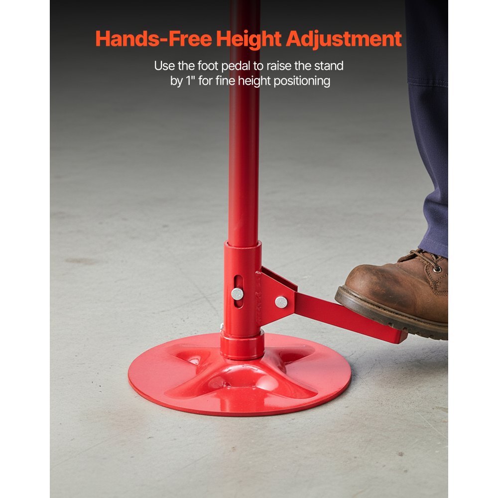 VEVOR Soporte de Elevación Inferior Capacidad de 750 kg, Soporte para Debajo del Polipasto Elevación de 132-203,2 cm, Manija Giratoria Montado en Cojinete, con Pedal, para Tareas de Reparación