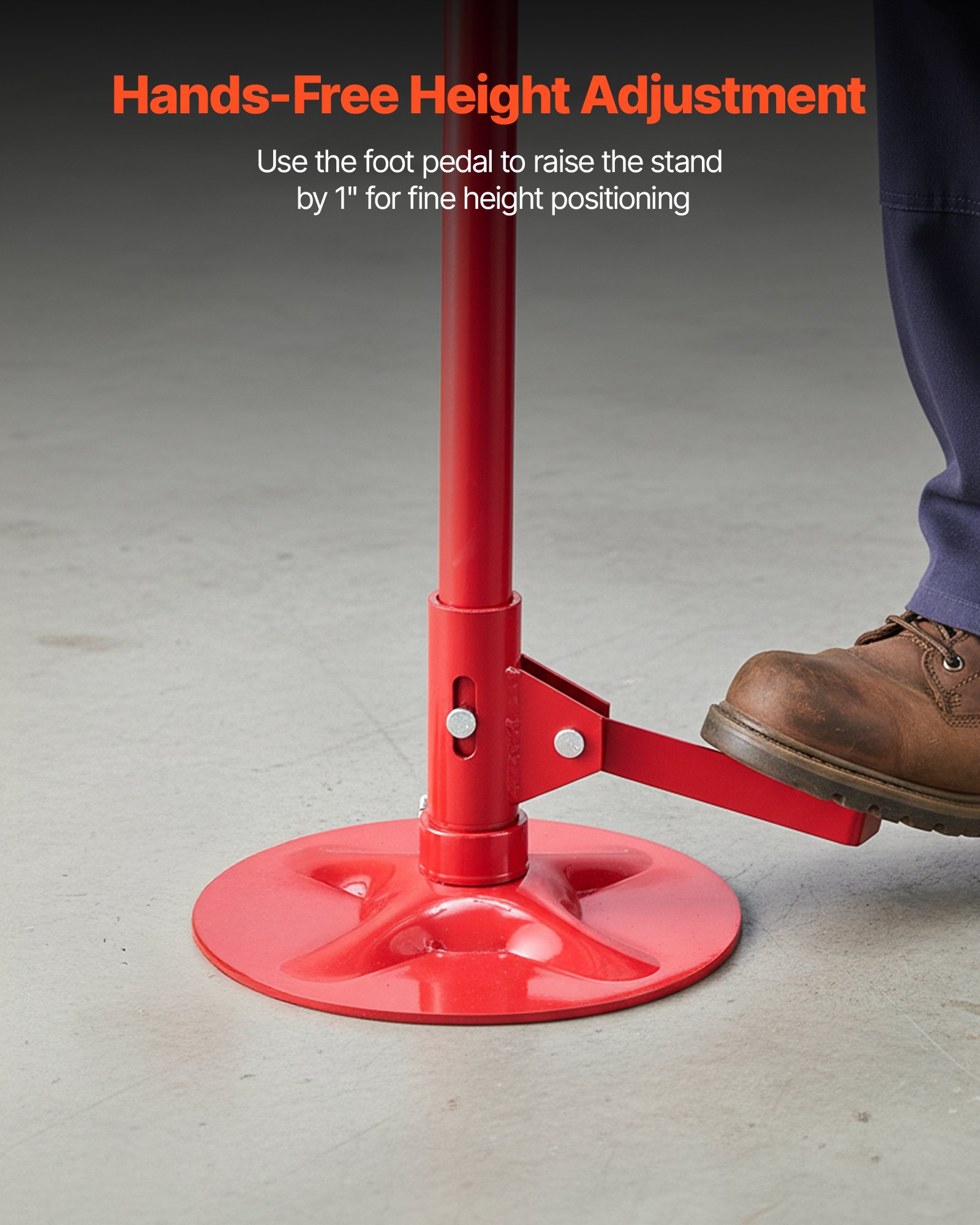 VEVOR Soporte de Elevación Inferior Capacidad de 750 kg, Soporte para Debajo del Polipasto Elevación de 132-203,2 cm, Manija Giratoria Montado en Cojinete, con Pedal, para Tareas de Reparación