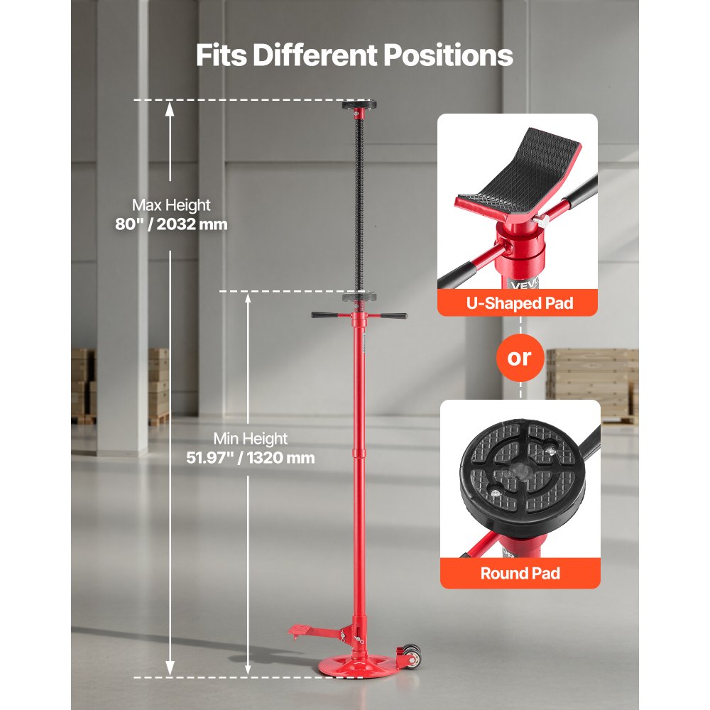 VEVOR Soporte de Elevación Inferior Capacidad de 750 kg Soporte para Debajo del Polipasto con Ruedas y Pedal Elevación de 132-203,2 cm Manija Giratoria Montado en Cojinete para Tareas de Reparación