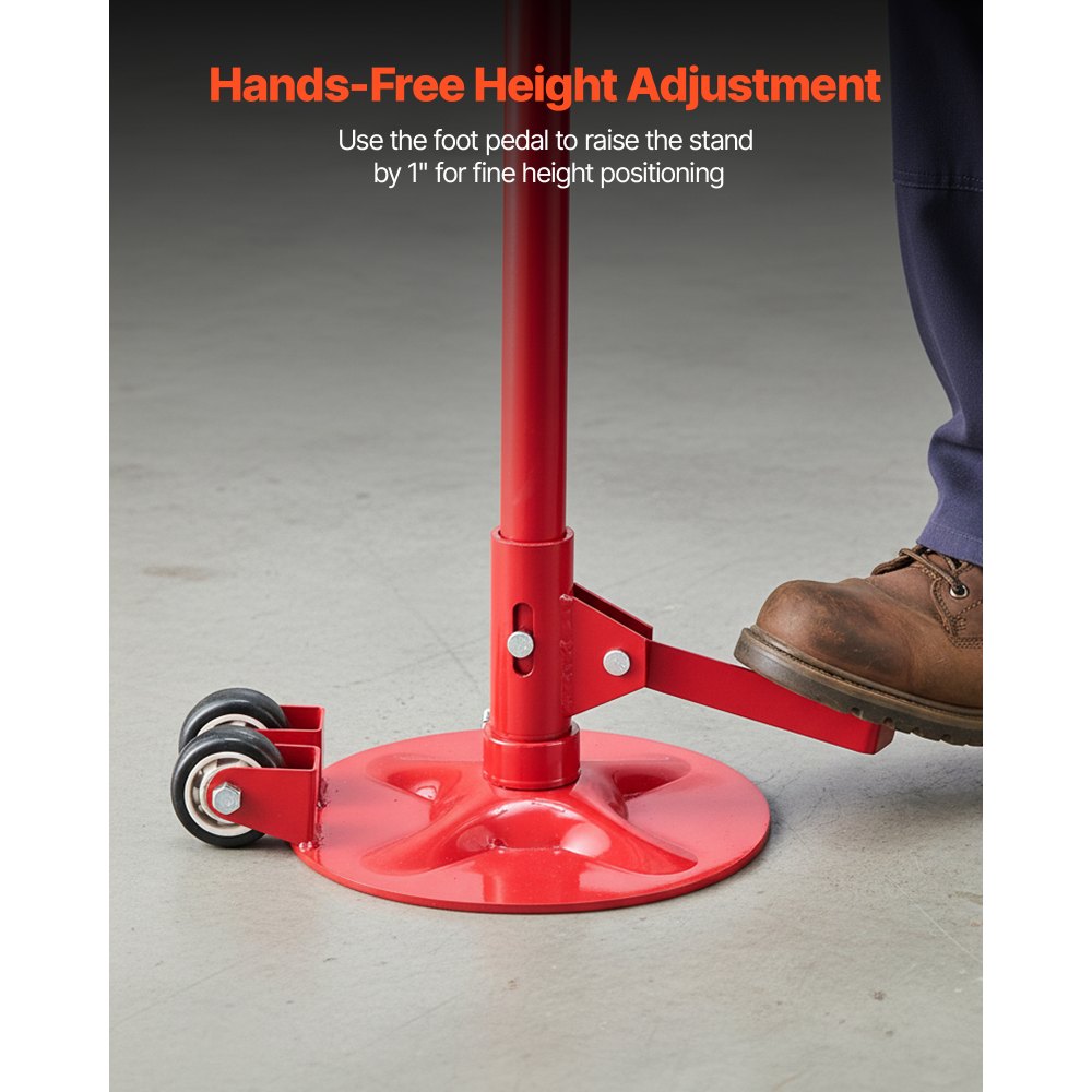 VEVOR Soporte de Elevación Inferior Capacidad de 750 kg Soporte para Debajo del Polipasto con Ruedas y Pedal Elevación de 132-203,2 cm Manija Giratoria Montado en Cojinete para Tareas de Reparación