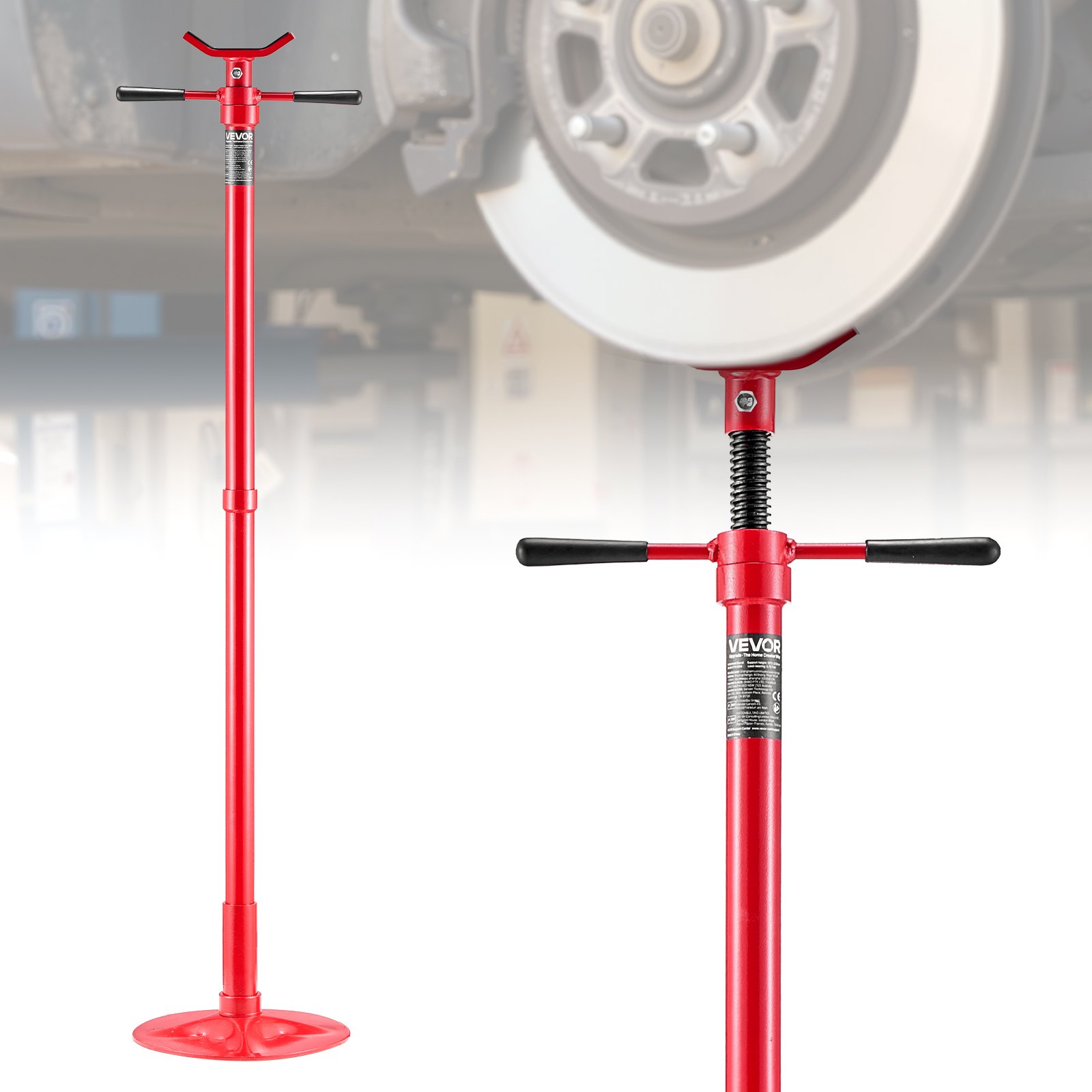 VEVOR Soporte de Elevación Inferior Capacidad de 750 kg Soporte para Debajo del Polipasto Elevación de 1372-2130 mm, Manija Giratoria Montado en Cojinete, Tornillo Roscado Autoblocante para Garajes