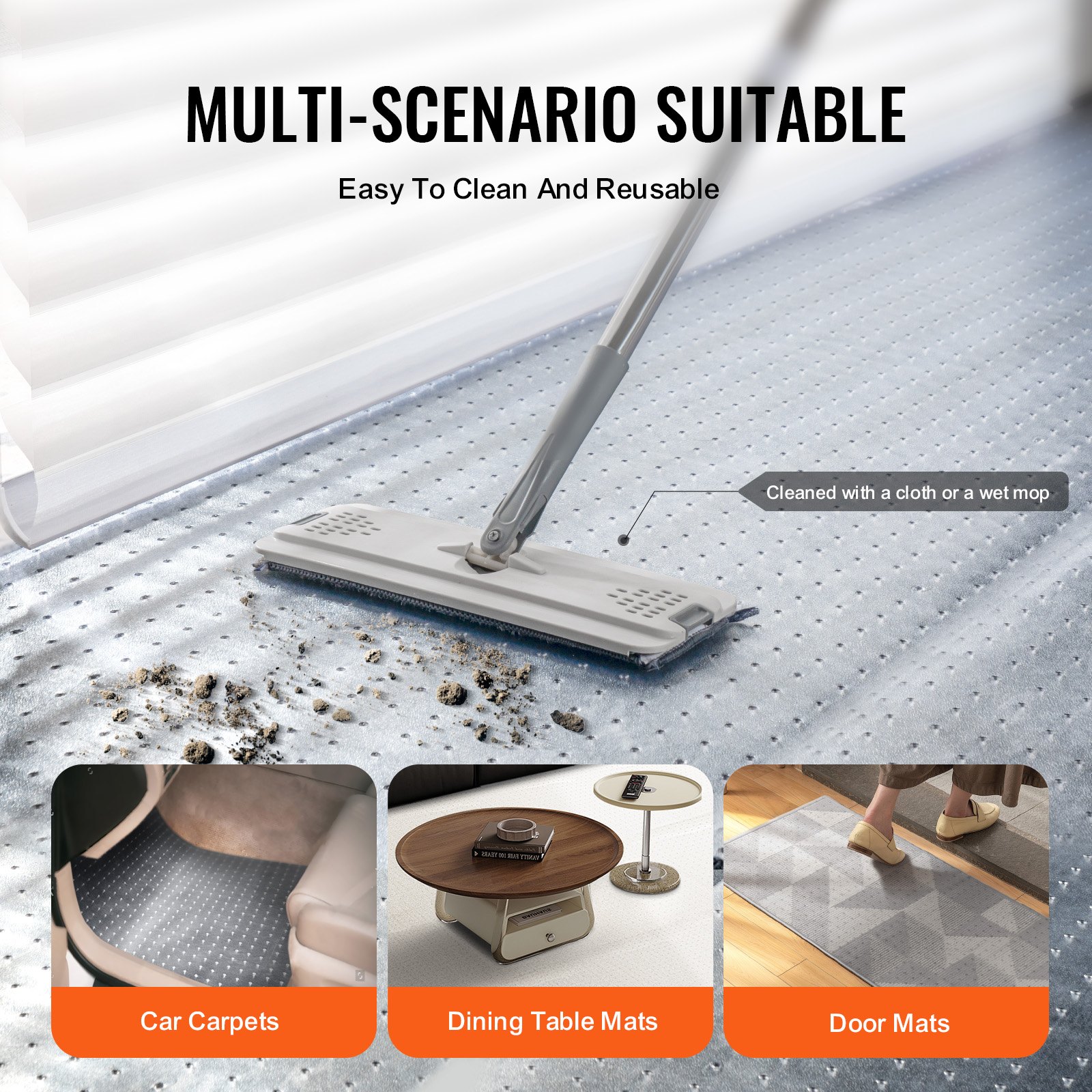 VEVOR Protector de alfombra para mascotas, 24" x 12' PVC a prueba de arañazos protector de alfombra para gatos para puerta, alfombrilla protectora antideslizante para arañazos de gatos, tapón de plástico fácil de cortar, alfombra protectora para arañazos de gatos