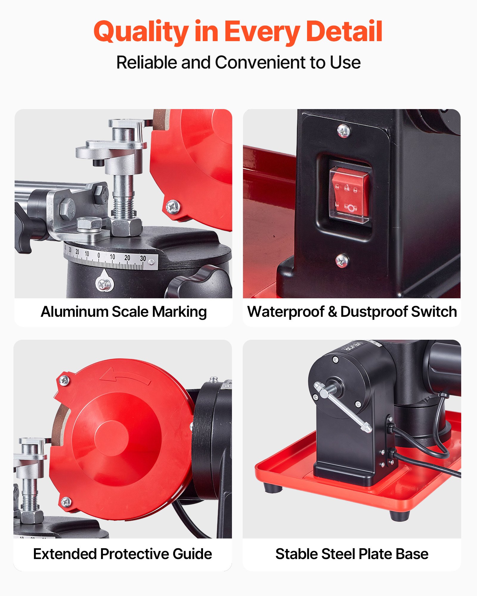 VEVOR Afiladora de Hojas de Sierra Circular 370 W 2890 RPM con Muela de 125 mm y 6 Centradores Afilador de Hojas de Sierra Circular para Hojas de 80 a 700 mm Ajuste de Ángulo para Carpintería Taller