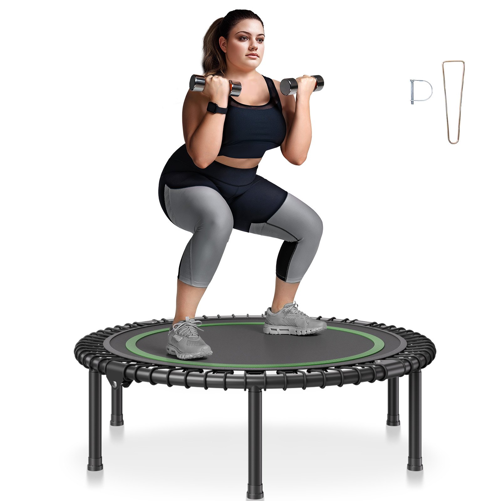 VEVOR Foldable Mini Trampoline Fitness Rebounder 1027 mm, 150 kg Weight Capacity Training Trampoline, Rebounder Sports Trampoline Mini Trampoline Garden Trampoline for Adults for Indoor/Garden Training