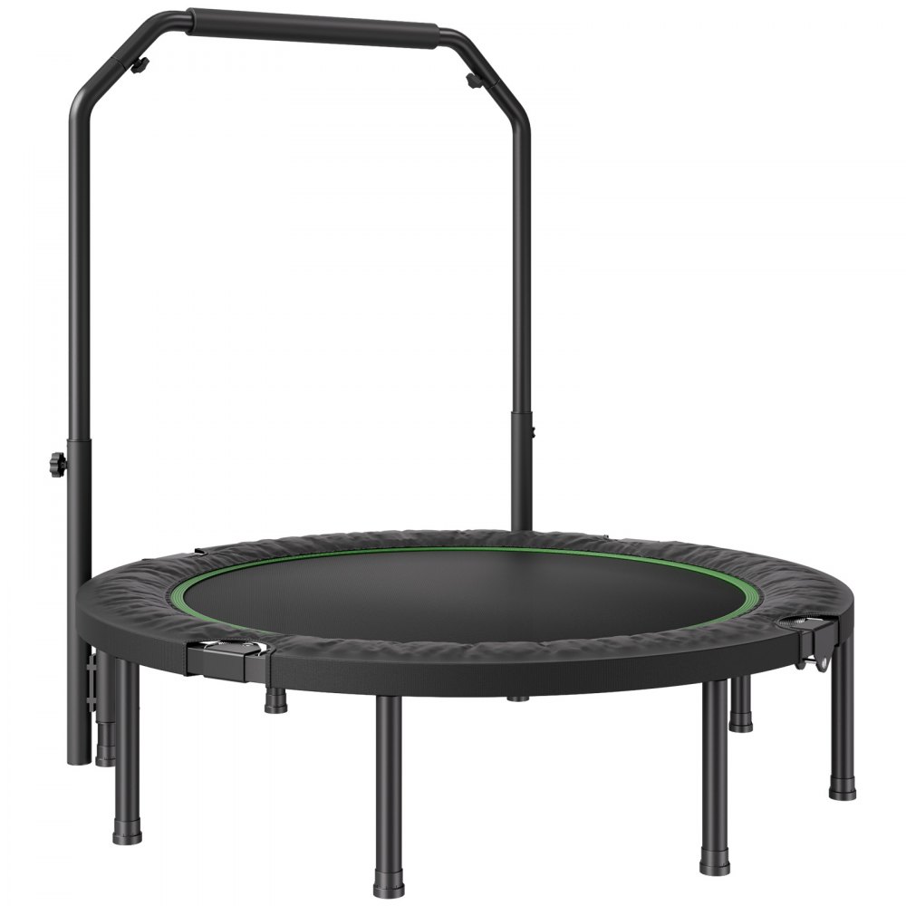 VEVOR Foldable Mini Trampoline Fitness Rebounder 132 cm, 205 kg Load Capacity Training Trampoline, Rebounder Sports Trampoline Garden Trampoline with 4-Level Height-Adjustable Handle & 40 Springs