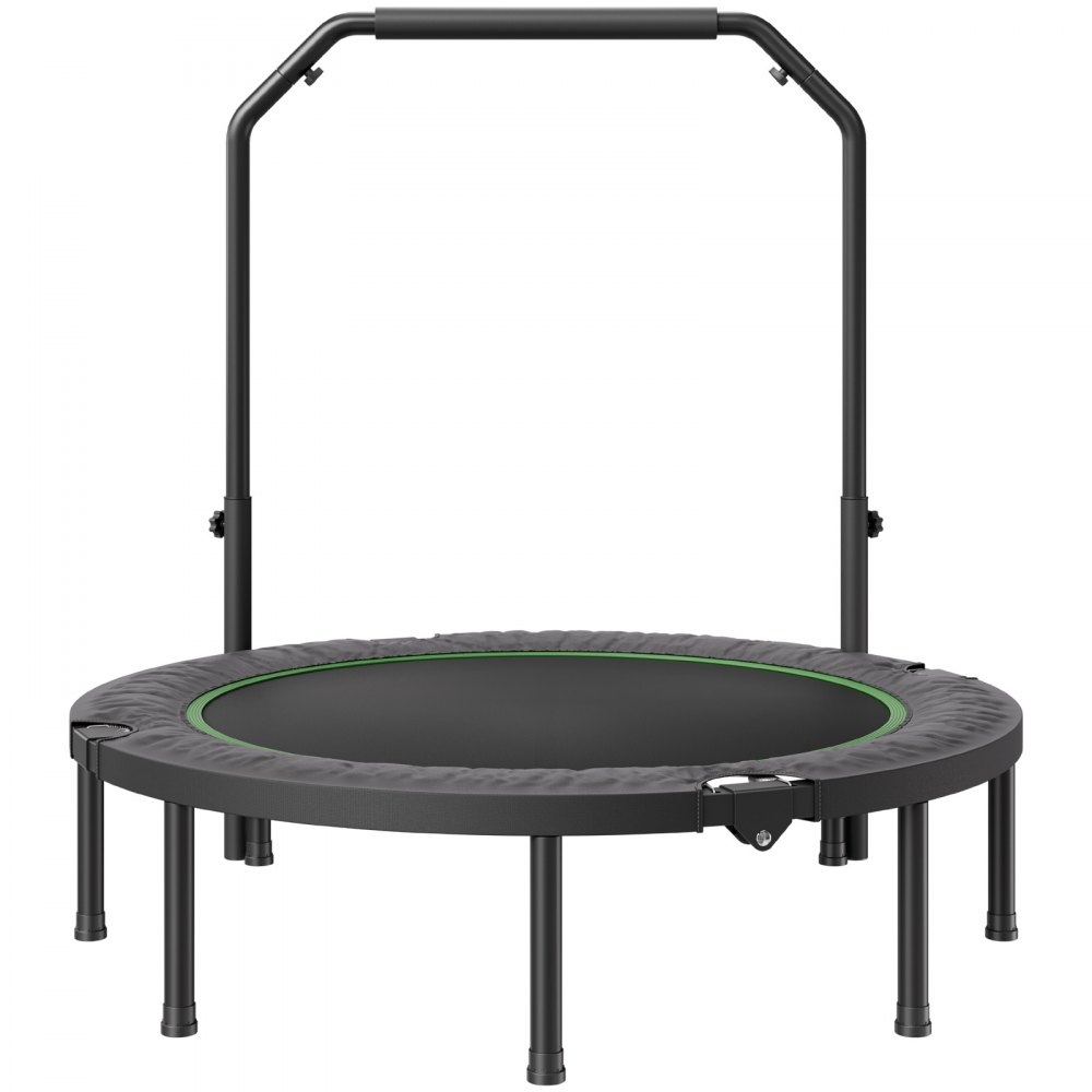 VEVOR Foldable Mini Trampoline Fitness Rebounder 132 cm, 205 kg Load Capacity Training Trampoline, Rebounder Sports Trampoline Garden Trampoline with 4-Level Height-Adjustable Handle & 40 Springs