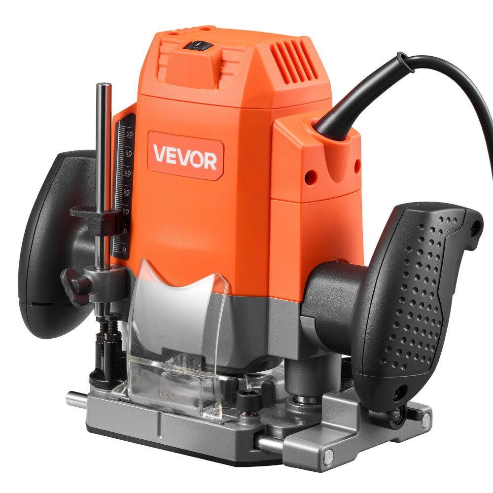 VEVOR Fresadora de Madera 1,6HP 1200W, Rebajadora Eléctrica de 6 Velocidades Variables, Arranque Suave, con Base de Inmersión, Fresadora de Cantos para Carpintería, Proyectos de Bricolaje, con Cable