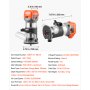 VEVOR Fresadora de Madera 1 HP 710 W, Rebajadora Eléctrica de 6 Velocidades Variables, Arranque Suave, con 3 Bases y Guía Paralela, Fresadora de Cantos para Carpintería, Bricolaje, con Cable