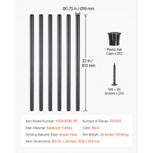 VEVOR Balaustres de Escalera de Aluminio 81,3cm con Tornillos y Tapas 101 Piezas