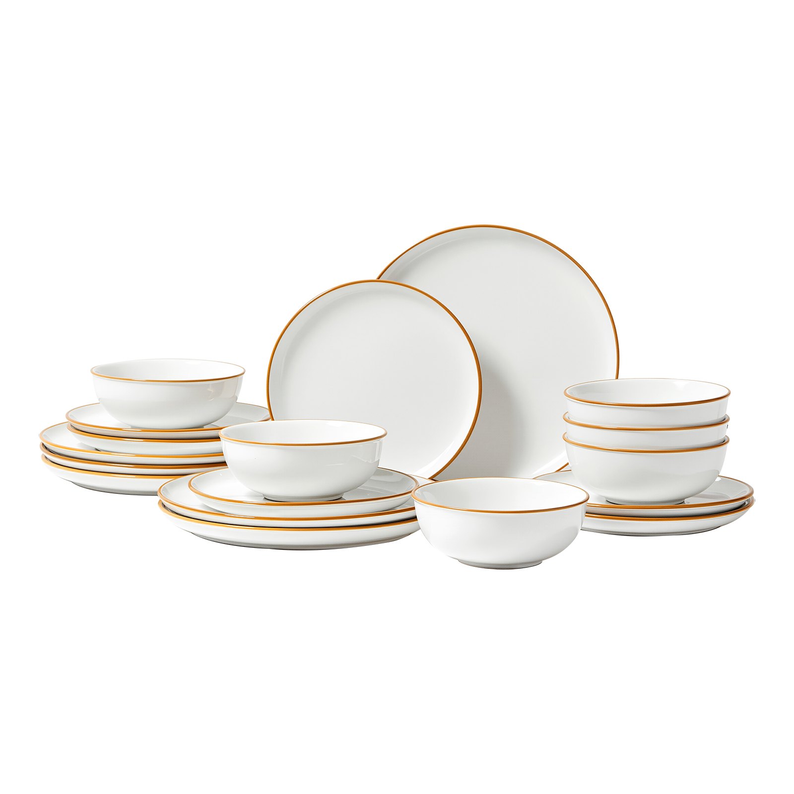 VEVOR Vajilla para 6 Personas, Platos y Cuencos Redondos, Cerámica Resistente a Arañazos, Apta para Lavavajillas y Microondas, Ideal para Postres, Ensaladas, Sopas y Pastas, Color Blanco, 18 uds