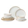 VEVOR Dinnerware Set for 4 People (12-piece) Round Plate and Bowl Sets, Ceramic Dinnerware, Dishwasher and Microwave Safe, for Dessert, Salad, Soup, Pasta, White
