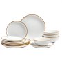 VEVOR Dinnerware Set for 4 People (12-piece) Round Plate and Bowl Sets, Ceramic Dinnerware, Dishwasher and Microwave Safe, for Dessert, Salad, Soup, Pasta, White