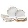 VEVOR Dinnerware Set for 4 People (12-piece) Round Plate and Bowl Sets, Ceramic Dinnerware, Dishwasher and Microwave Safe, for Dessert, Salad, Soup, Pasta, White