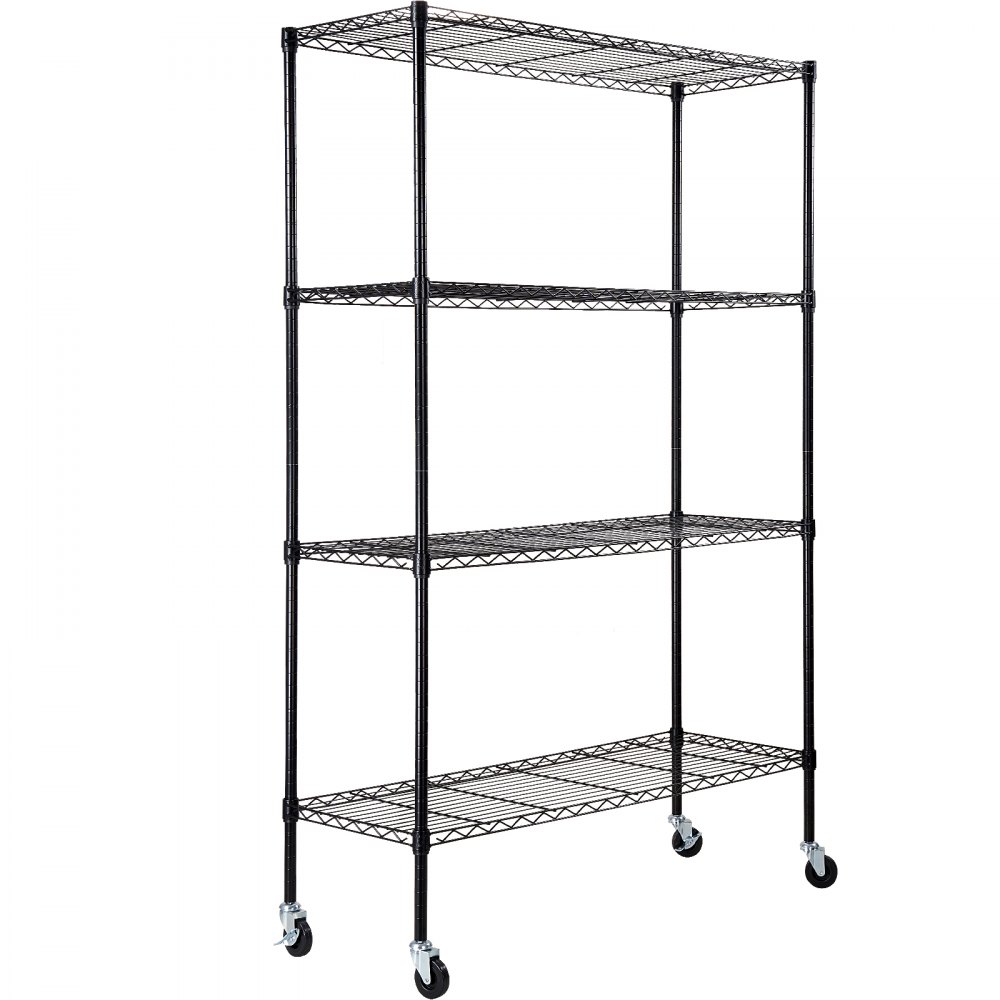 VEVOR Estante de almacenamiento con ruedas, 4 niveles ajustables, estantería de garaje resistente, capacidad de 700 libras, organizador de metal, estante de alambre para cocina, despensa, sótano, baño