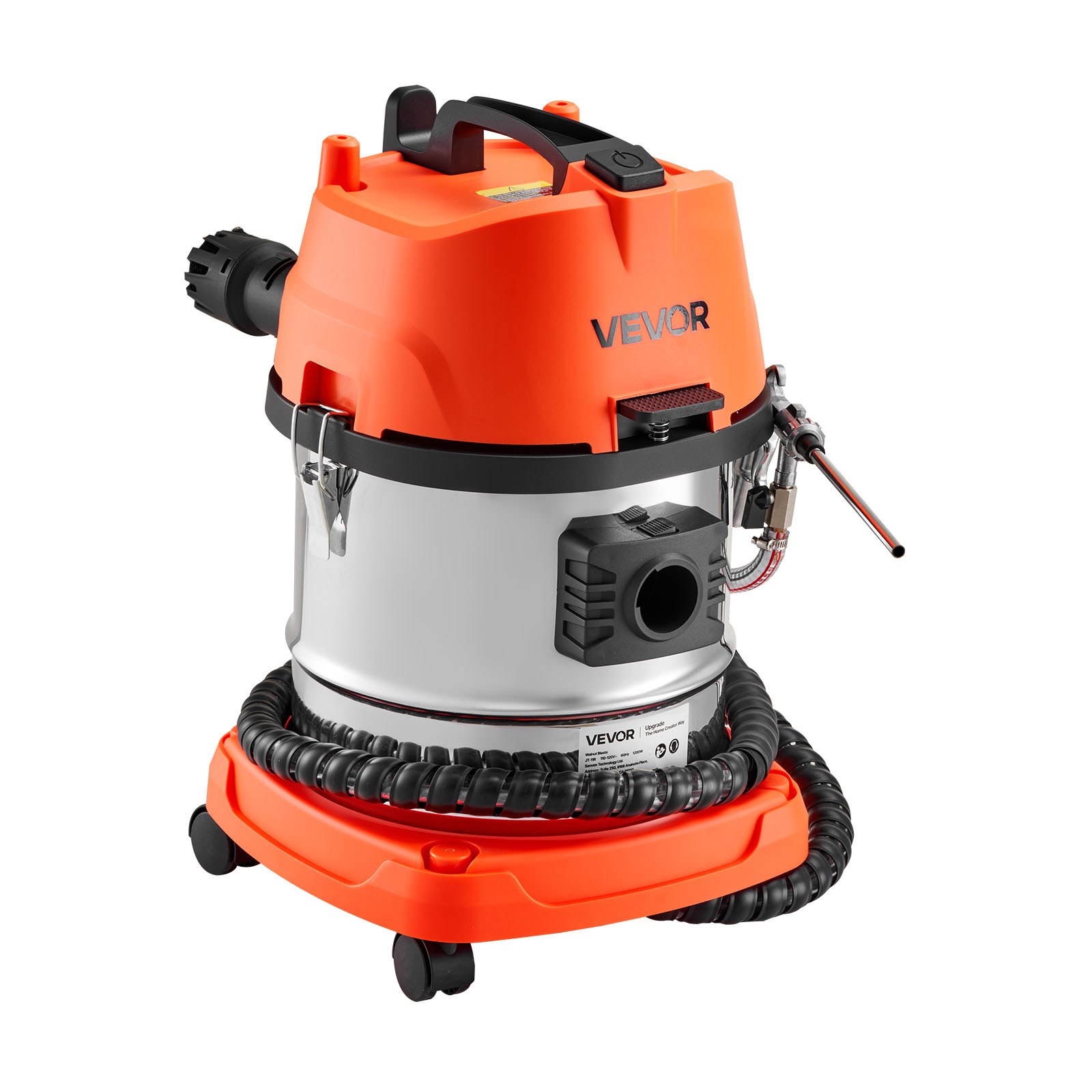 VEVOR Máquina de Chorro de Arena de Nuez 1200 W Tanque de 13 L, Máquina de Limpieza de Válvulas y Colectores de Admisión, con 2,5 kg de Cáscara de Nuez y 23 Adaptadores para Motores de Automóviles