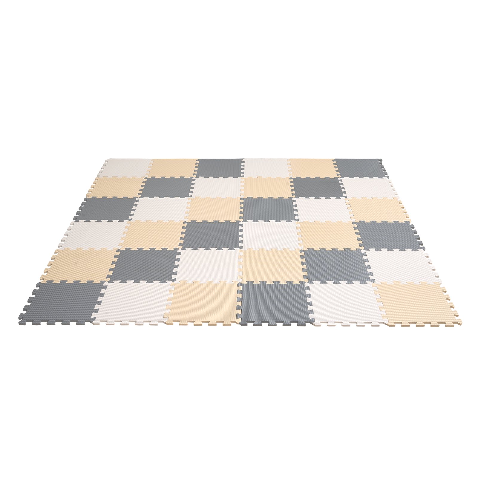 VEVOR 36 PCS Alfombra de Juego Baldosas de Espuma EVA de 10 mm de Grosor Alfombra de Rompecabezas de 31,5x31,5 cm, Alfombrillas Entrelazadas para Niños para Sala de Juegos, Hogar, Camel, Gris y Beige