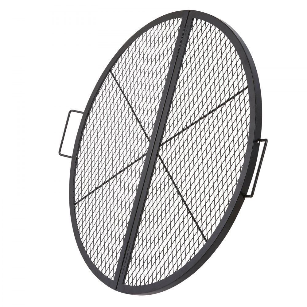 VEVOR Parrilla de Barbacoa Redonda de Acero, Diámetro de 91 cm, Plegable y Portátil, Marca X, Capacidad de Carga de 20 kg, Utensilios para Chimenea, Brasero, Barbacoa, Pícnic, Camping, Jardín, Negro