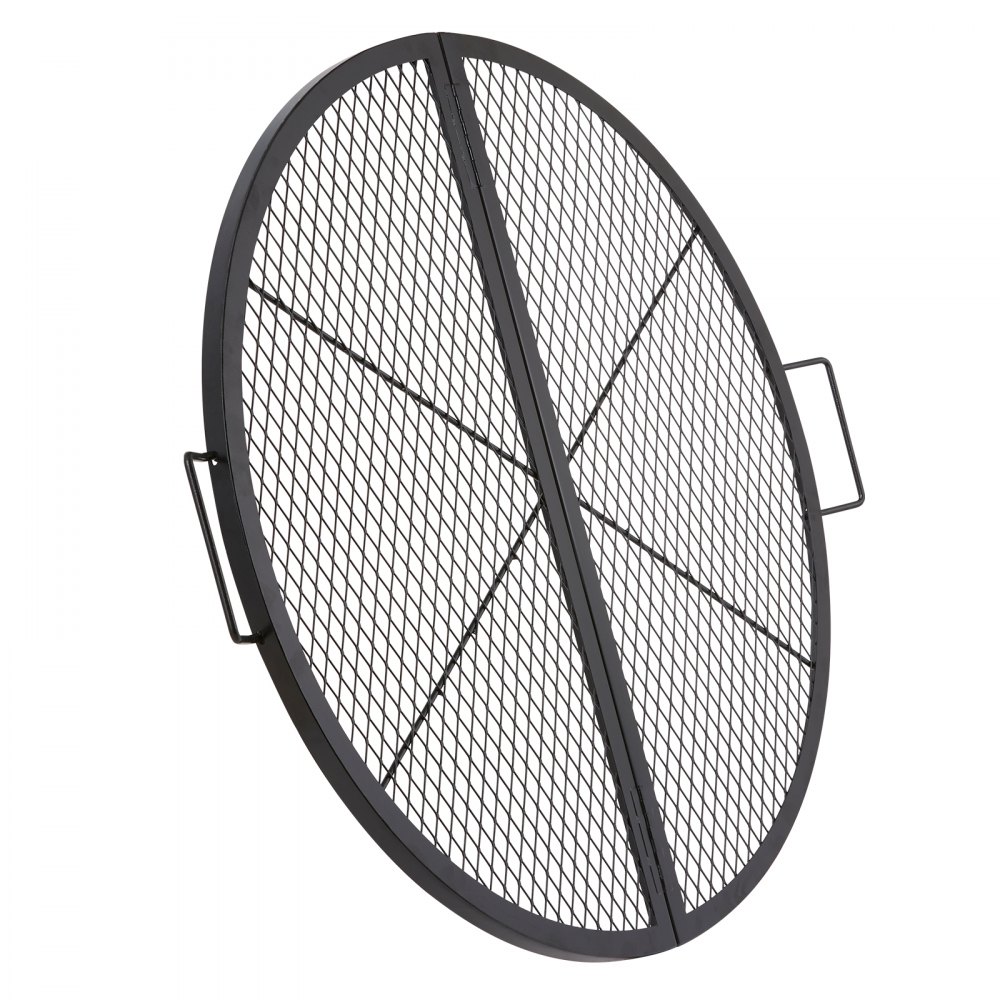 VEVOR Parrilla de Barbacoa Redonda de Acero, Diámetro de 91 cm, Plegable y Portátil, Marca X, Capacidad de Carga de 20 kg, Utensilios para Chimenea, Brasero, Barbacoa, Pícnic, Camping, Jardín, Negro