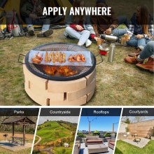 VEVOR Parrilla de Barbacoa Cocina de Acero Redonda Diámetro de 76 cm, Capacidad de Carga de 20 kg, Material de Utensilios con Marca X para Chimenea, Brasero, Barbacoa, Pícnic, Camping, Jardín, Negro