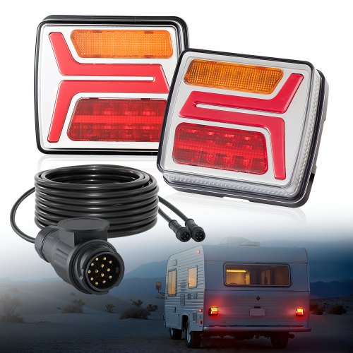 VEVOR Juego de 2 Luces para Remolque, con 4 Modos de Luz de Freno, Giro, Trasera y Matrícula, Resistente al Polvo y la Lluvia, con Arnés de Cableado para Barco, Caravana, Camión, 106 x 96 x 43 mm