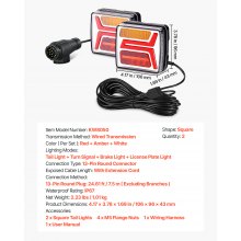 VEVOR Juego de 2 Luces para Remolque, con 4 Modos de Luz de Freno, Giro, Trasera y Matrícula, Resistente al Polvo y la Lluvia, con Arnés de Cableado para Barco, Caravana, Camión, 106 x 96 x 43 mm