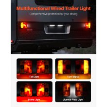 VEVOR Juego de 2 Luces para Remolque, con 4 Modos de Luz de Freno, Giro, Trasera y Matrícula, Impermeables y a Prueba de Polvo, con Cable, Apto para Camión, Barco, Autocaravana, 103 x 95 x 51 mm