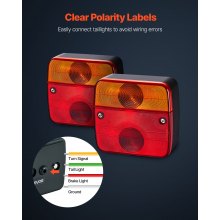 VEVOR Juego de 2 Luces para Remolque, con 4 Modos de Luz de Freno, Giro, Trasera y Matrícula, Impermeables y a Prueba de Polvo, con Cable, Apto para Camión, Barco, Autocaravana, 103 x 95 x 51 mm