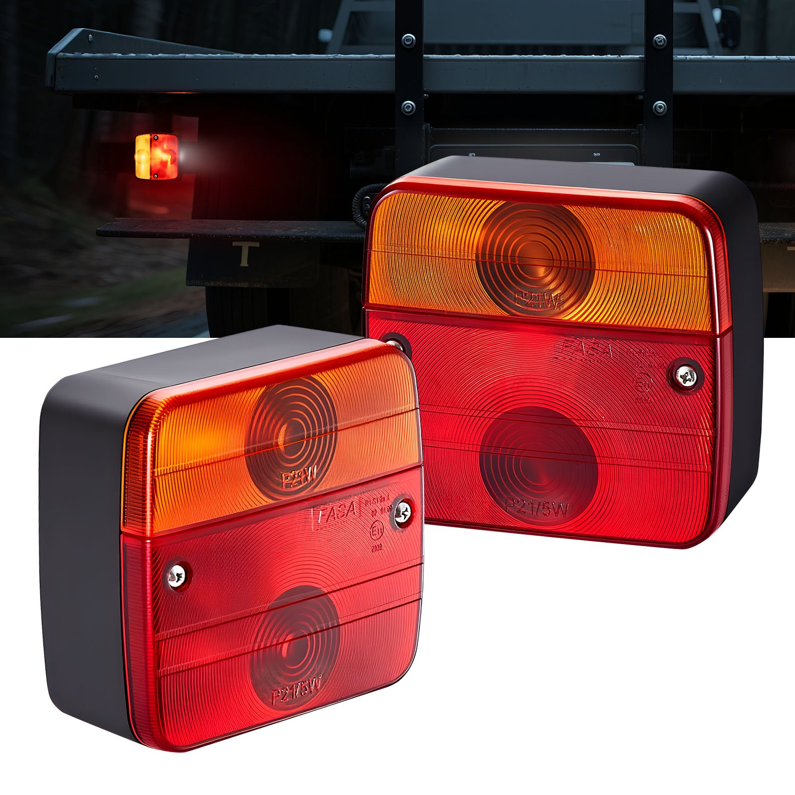 VEVOR Juego de 2 Luces para Remolque, con 4 Modos de Luz de Freno, Giro, Trasera y Matrícula, Impermeables y a Prueba de Polvo, con Cable, Apto para Camión, Barco, Autocaravana, 103 x 95 x 51 mm