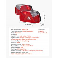VEVOR Luces de Remolque, con Modos de Luz de Freno, Giro, Trasera, Matrícula, Marcha Atrás y Antiniebla, Kit de Iluminación Impermeable para Remolques de Camiones, 235 x 135 x 70 mm, 2 Piezas
