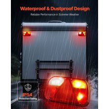 VEVOR Luces de Remolque, con 6 Modos de Luz de Freno, Intermitente, Trasera, Matrícula, Marcha Atrás y Antiniebla, Rectangular, con Arnés de Cableado, para Camiones, Embarcaciones, Furgonetas