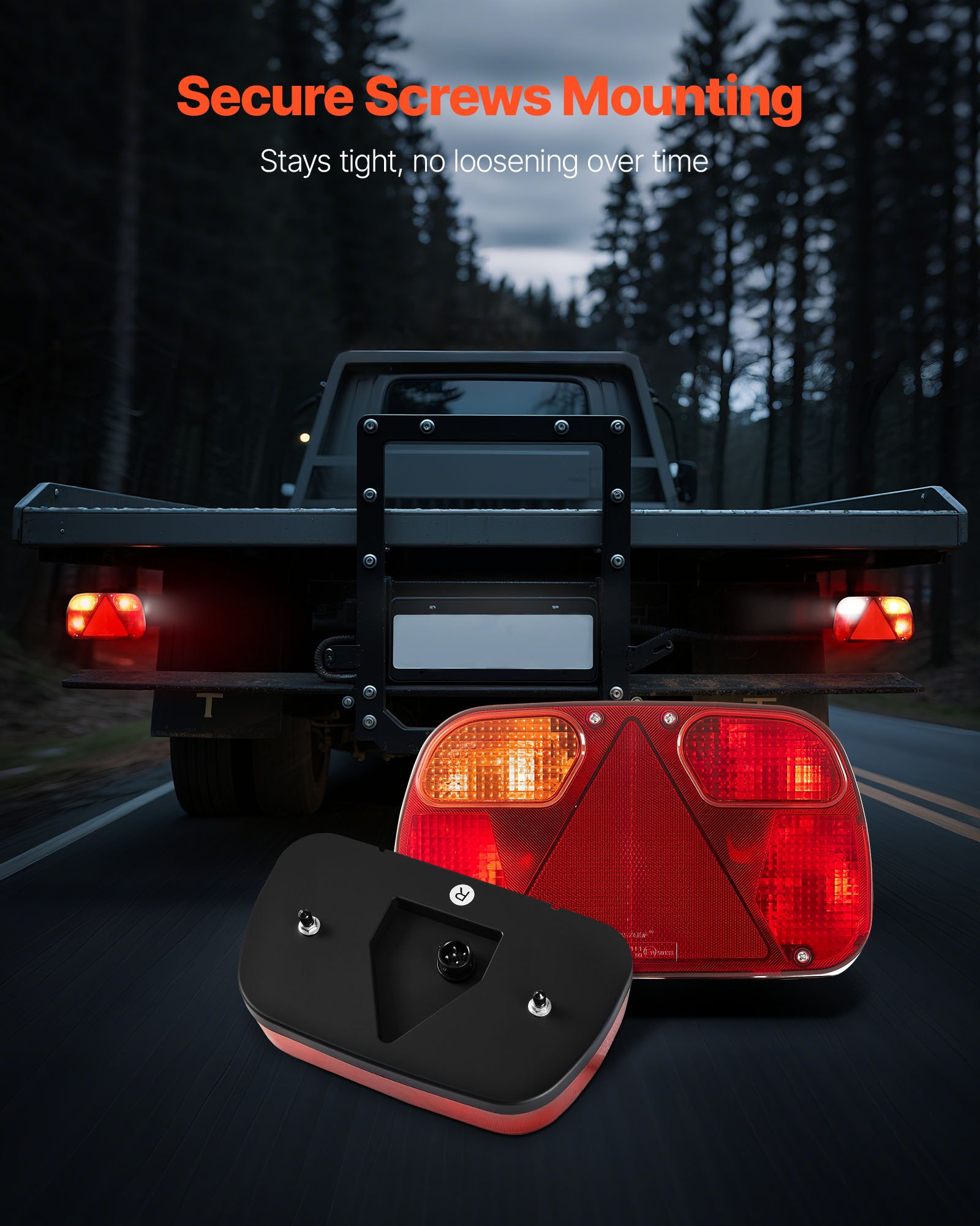 VEVOR Luces de Remolque, con 6 Modos de Luz de Freno, Intermitente, Trasera, Matrícula, Marcha Atrás y Antiniebla, Rectangular, con Arnés de Cableado, para Camiones, Embarcaciones, Furgonetas