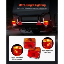 VEVOR Luces de Remolque, con Modos Luz de Freno, Giro, Trasera, Matrícula, Kit de Iluminación Impermeable y a Prueba de Polvo con Arnés de Cableado para Barco y Autocaravana, 1620 x 75 x 205 mm