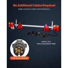 VEVOR Luces de Remolque, con Modos Luz de Freno, Giro, Trasera, Matrícula, Kit de Iluminación Impermeable y a Prueba de Polvo con Arnés de Cableado para Barco y Autocaravana, 1620 x 75 x 205 mm