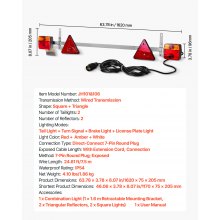 VEVOR Luces de Remolque, con Modos Luz de Freno, Giro, Trasera, Matrícula, Kit de Iluminación Impermeable y a Prueba de Polvo con Arnés de Cableado para Barco y Autocaravana, 1620 x 75 x 205 mm