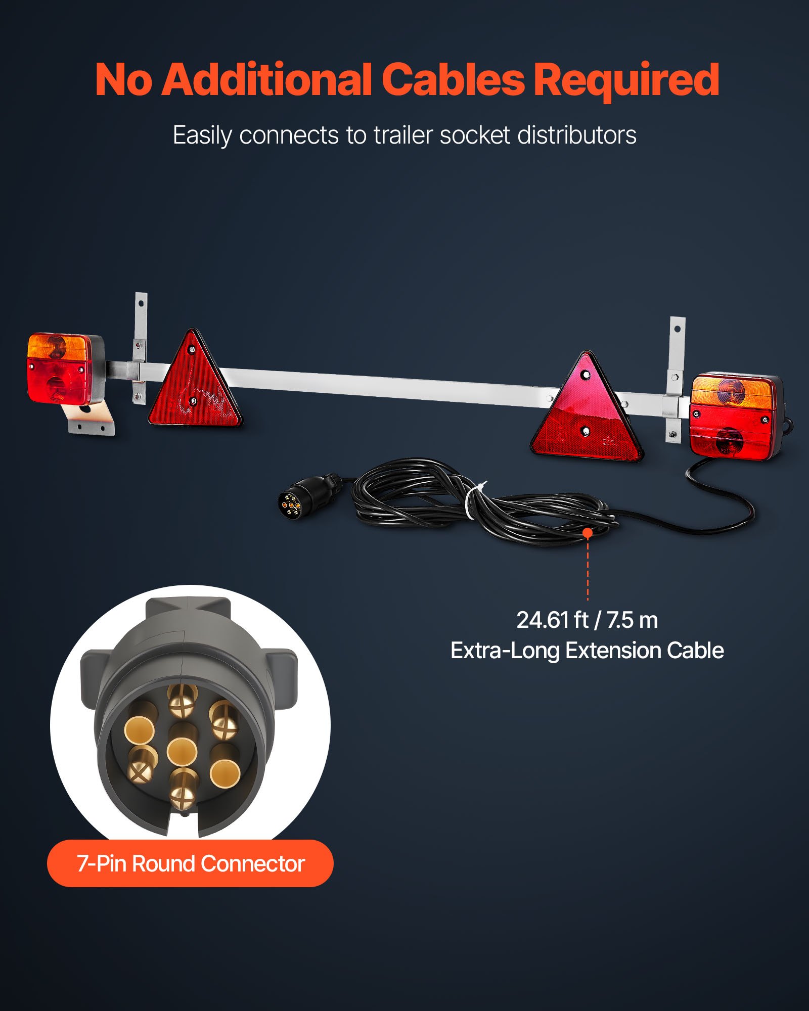 VEVOR Trailer Lights, 12V Trailer Tail Lights Kit with Stop Brake Turn Tail License Plate Lamp, Waterproof and Dustproof Tow Lighting Kit with Wiring Harness for Boat Truck Camper RV Snowmobile Bus