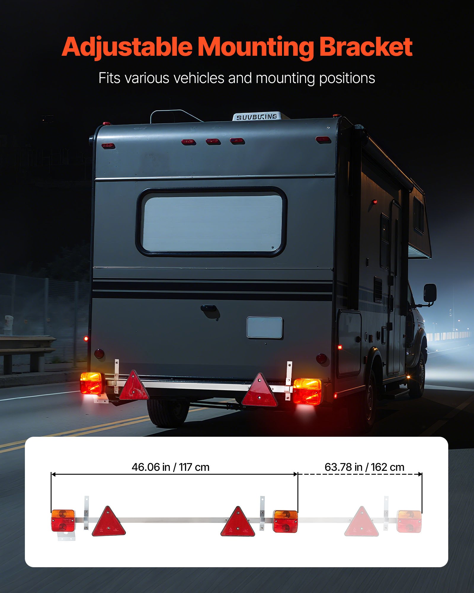 VEVOR Trailer Lights, 12V Trailer Tail Lights Kit with Stop Brake Turn Tail License Plate Lamp, Waterproof and Dustproof Tow Lighting Kit with Wiring Harness for Boat Truck Camper RV Snowmobile Bus