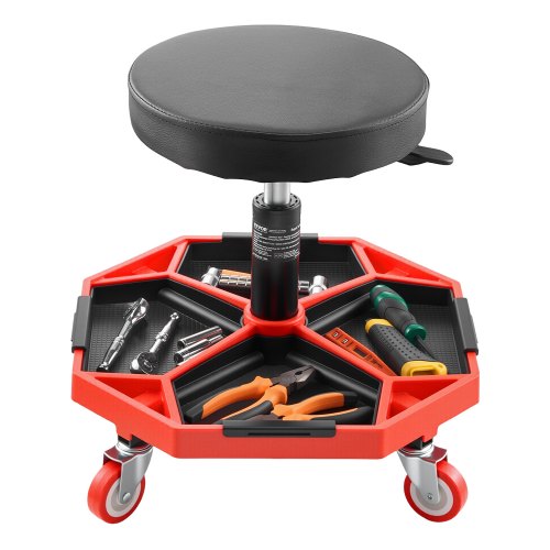 VEVOR Taburete Mecánico con Ruedas Carga de 136 kg Altura Ajustable 420 y 550 mm