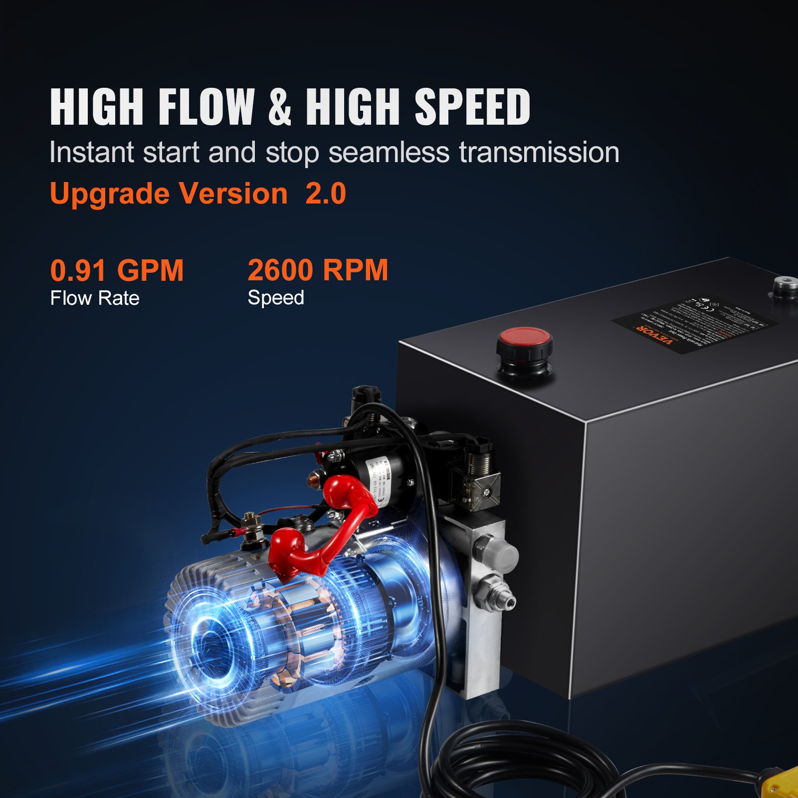 VEVOR Hydraulic Pump Hydraulic Power Pack 12V Hydraulic Power Pack 1600W, Double-Acting Hydraulic Pump Hydraulic Power Pack, 3.75 Gal Tank Hand Pump Hydraulic Power Pack, for Elevators, Forklifts, etc.