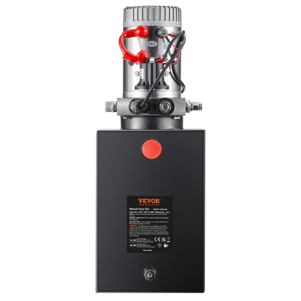 VEVOR Bomba Hidráulica DC 12 V 19 L Unidad Hidráulica de Acción Única Flujo de Aceite 3,44 L/min Presión Máxima de Descarga 22 MPa para Volquete, Plataforma Elevadora, Remolque, Elevación y Descarga