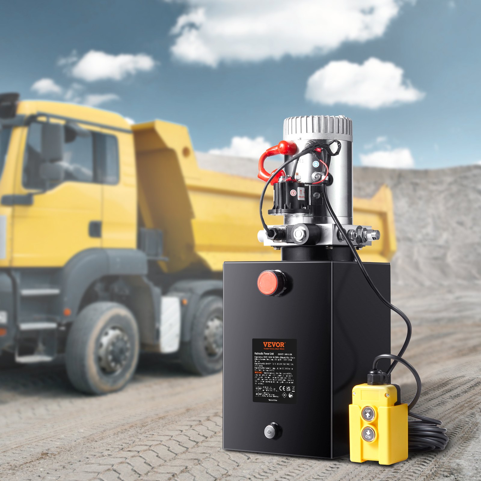 VEVOR Bomba Hidráulica DC 12 V 19 L Unidad Hidráulica de Acción Única Flujo de Aceite 3,44 L/min Presión Máxima de Descarga 22 MPa para Volquete, Plataforma Elevadora, Remolque, Elevación y Descarga