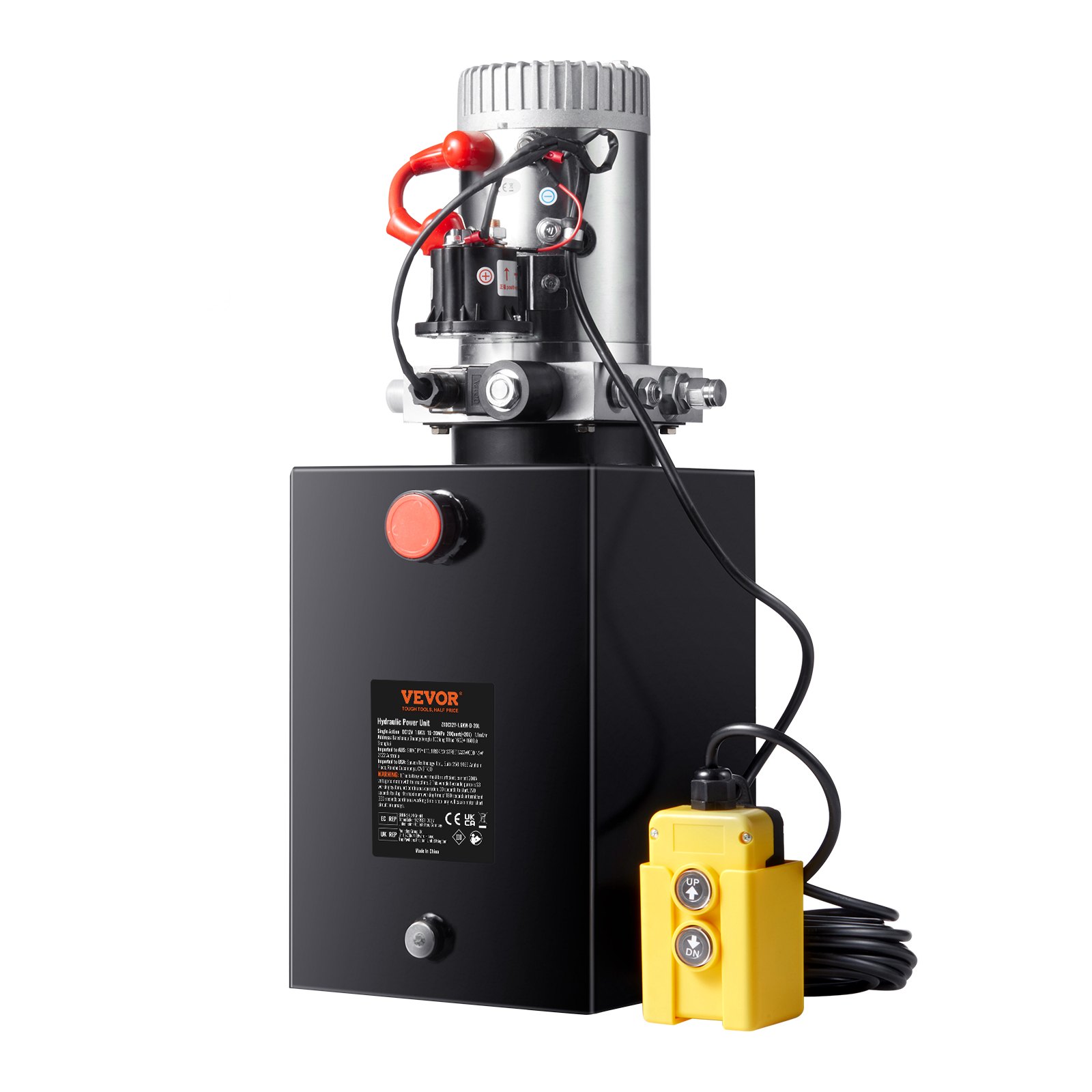 VEVOR Bomba Hidráulica DC 12 V 19 L Unidad Hidráulica de Acción Única Flujo de Aceite 3,44 L/min Presión Máxima de Descarga 22 MPa para Volquete, Plataforma Elevadora, Remolque, Elevación y Descarga