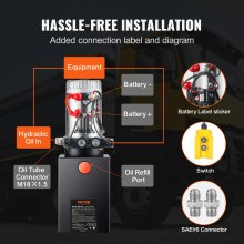 VEVOR Bomba Hidráulica DC 12 V 6 L Unidad Hidráulica de Doble Acción Flujo de Aceite 3,44 L/min Presión Máxima de Descarga 22 MPa para Volquete, Plataforma Elevadora, Remolque, Elevación y Descarga