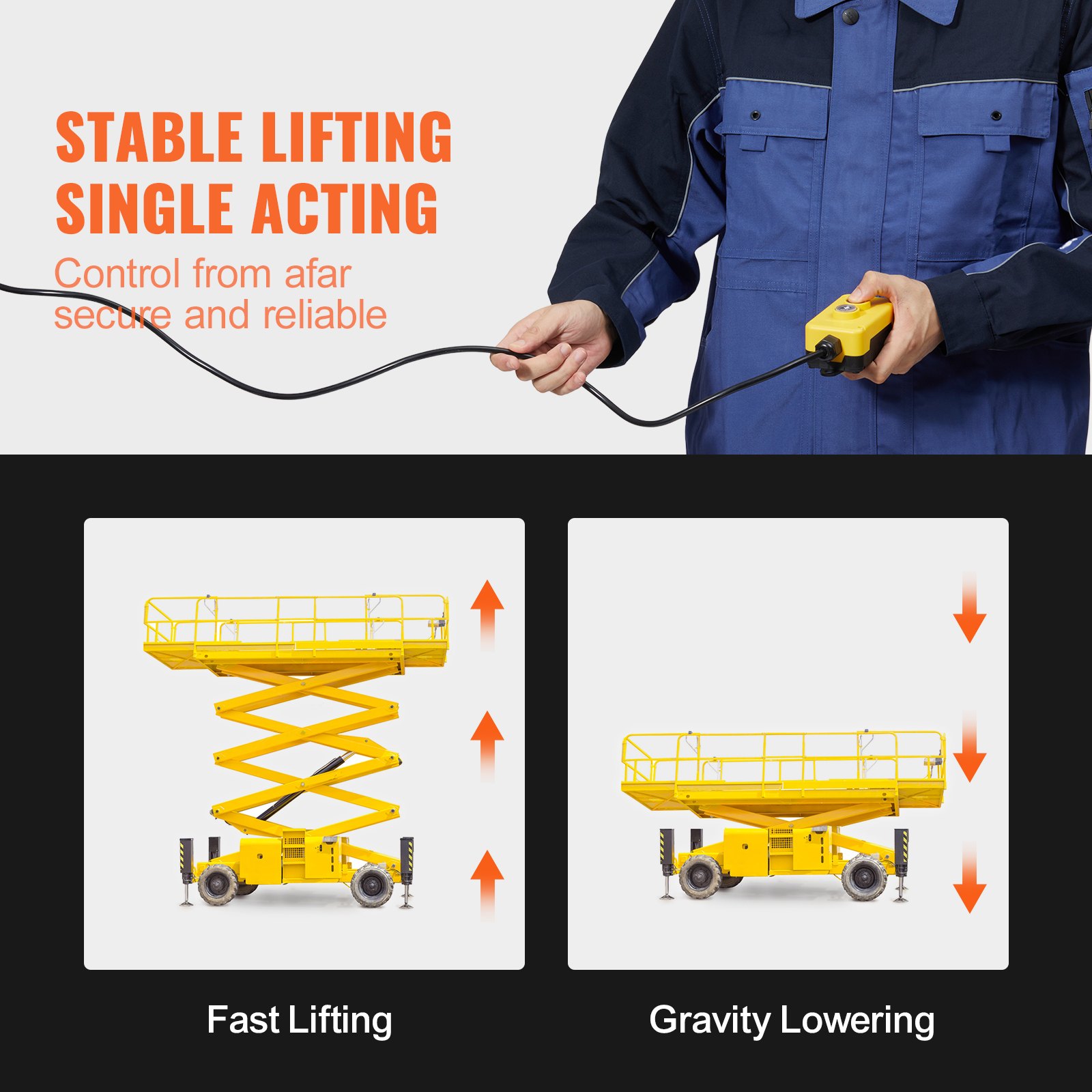 VEVOR Bomba Hidráulica DC 12 V 8 L Unidad Hidráulica de Acción Única Flujo de Aceite 3,44 L/min Presión Máxima de Descarga 22 MPa para Volquete, Plataforma Elevadora, Remolque, Elevación y Descarga