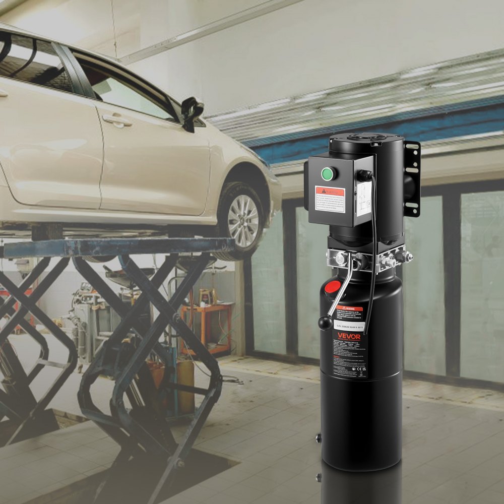 VEVOR Bomba Hidráulica de Simple Efecto, Caudal de Aceite de 6,3 L/min, Presión Máxima de Descarga 22 MPa, para Camiones, Talleres Mecánicos y Elevadores de Vehículos, Negro, 710 x 250 x 260 mm